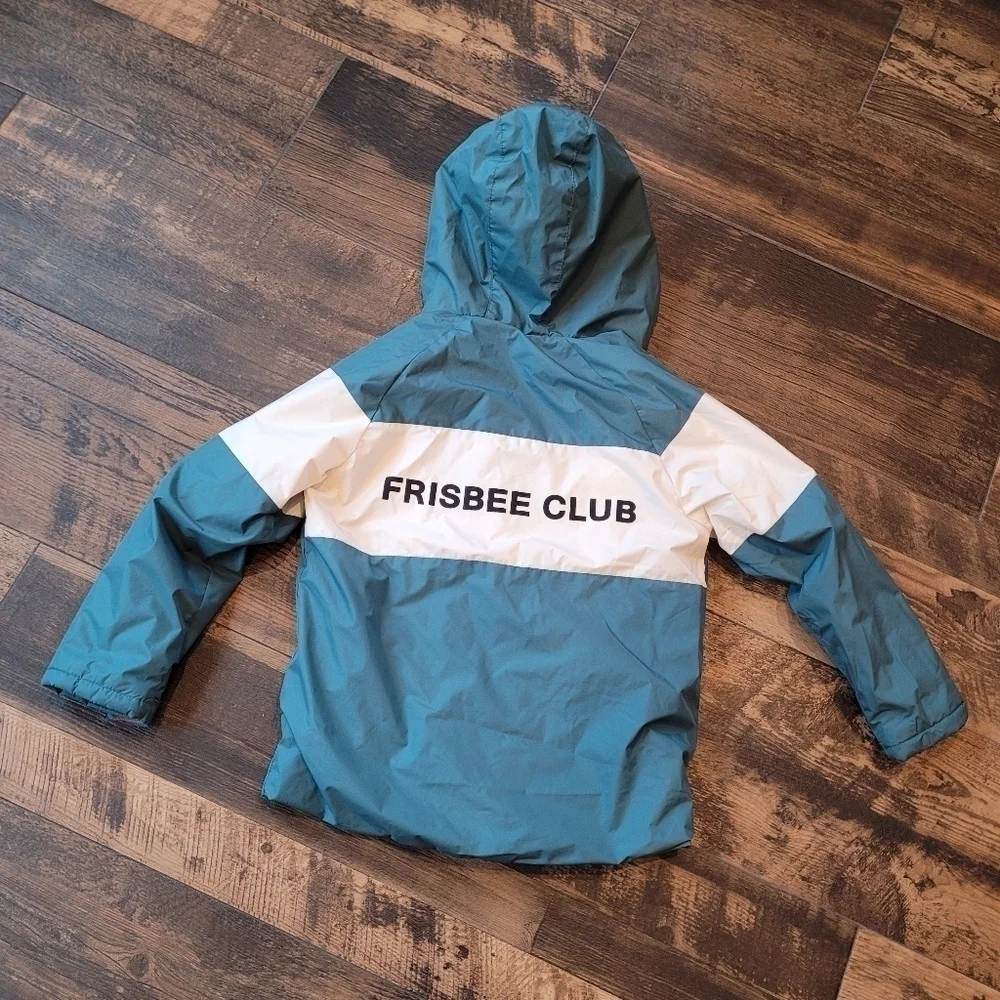 Zara Boys Frisbee Club Zip Up Hooded Lined Rain Jacket Coat Size 9